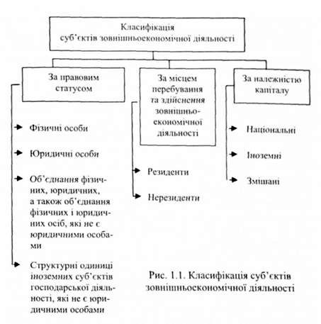 класифікація суб'єктів зовнішньоекономічної діяльності
