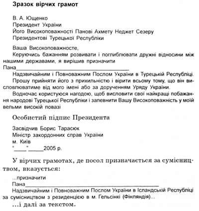 зразок вірних грамот 