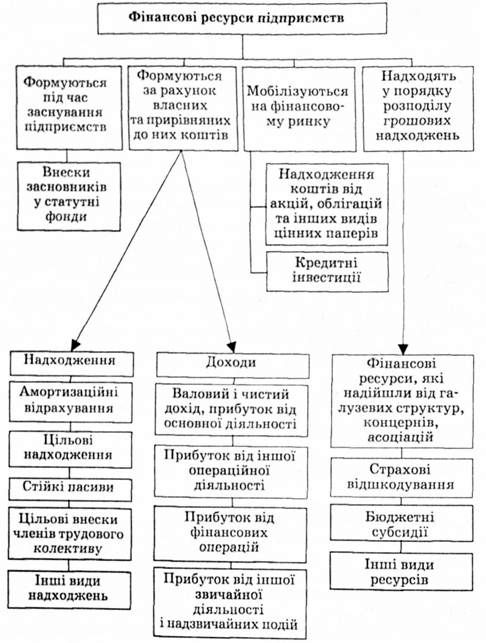 джерела формування фінансових ресурсів підприємств