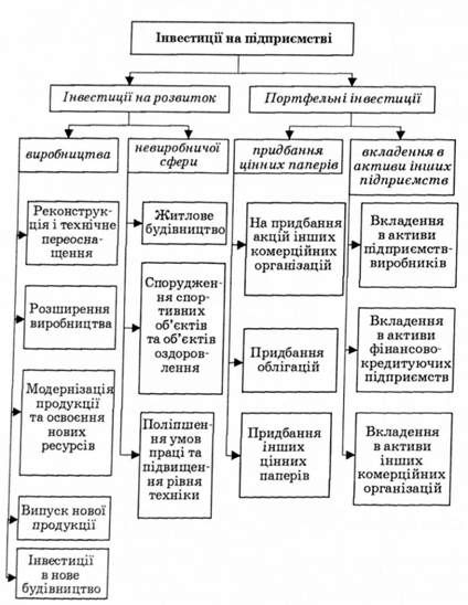 класифікація інвестицій на підприємстві