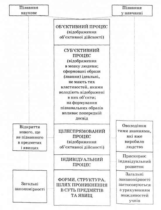 структура наукового пізнання і пізнання у навчальній діяльності