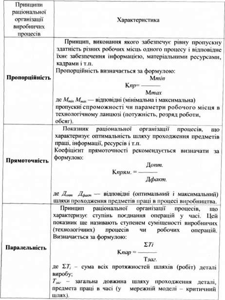 принципи раціональної організації виробничих процесів