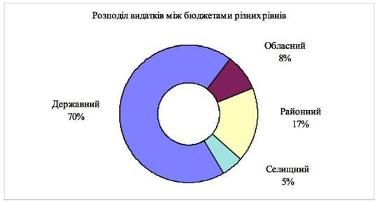 розподіл видатків бюджетів різних рівнів