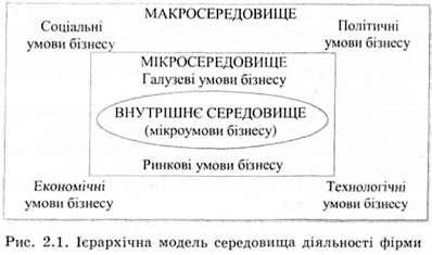 ієрархічна модель середовища діяльності фірми