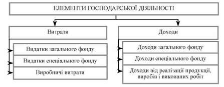 елементи господарської діяльності бюджетних установ