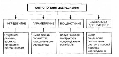 види антропогенних забруднень