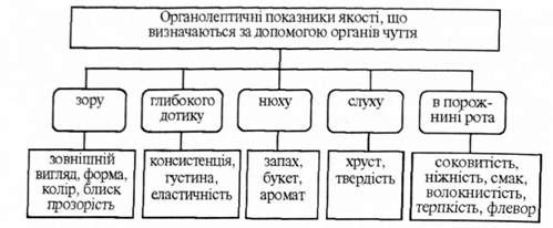 класифікація органолептичних показників якості продукції