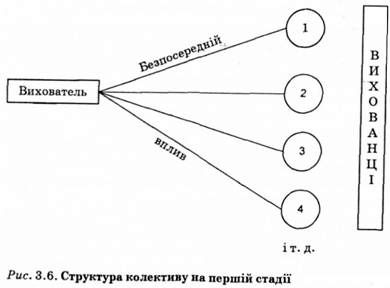 структура колективу на першый стадії 