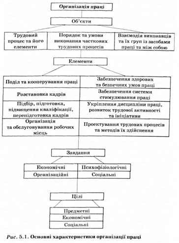 основні характеристики організації праці 