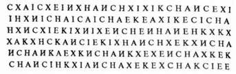 коректурна таблиця з літерами (фрагмент)