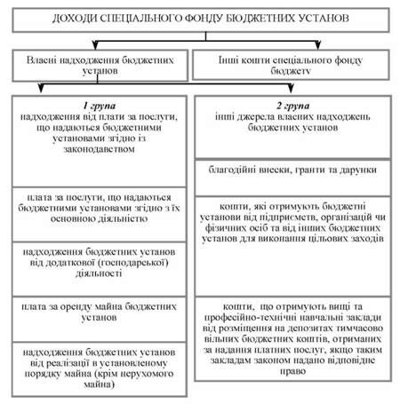 види доходів спеціального фонду бюджетних установ