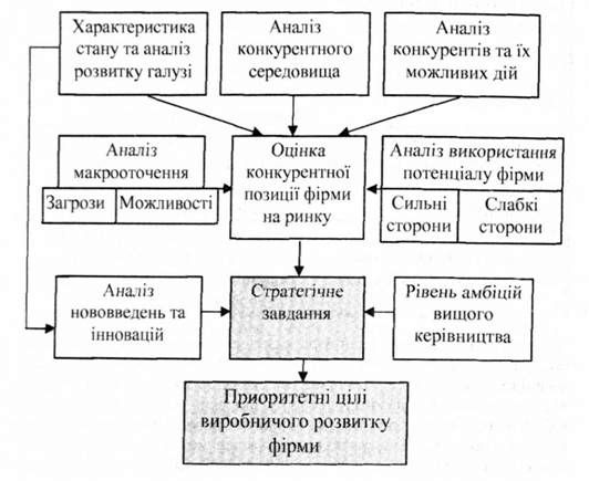 інформаційна модель управління виробничою діяльністю фірми по визначенню пріоритетних цілей та завдань