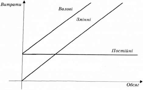 розподіл валових витратна змінні та постійні