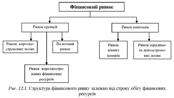 структура фінансового ринку залежно від строку обігу фінансових ресурсів