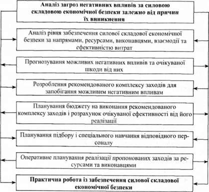 загальна принципова схема забезпечення силової складової економічної безпеки