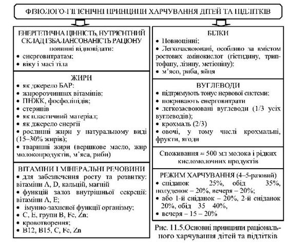 основні принципи раціонального харчування дітей та підлітків