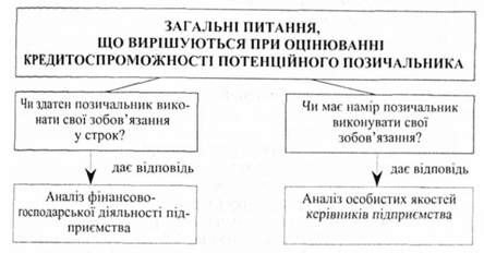 питання, які вирішуються при оцінюванні кредитоспроможності позичальника