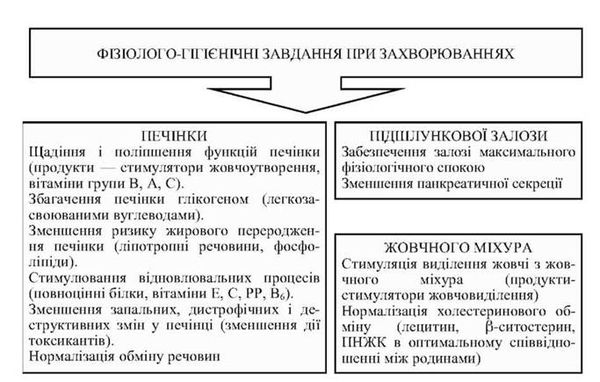 фізіолого-гігієнічні завдання при захворюваннях печінки, підшлункової залози та жовчного міхура