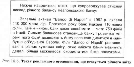 текст рекламного оголошення, що стосується річного звіту