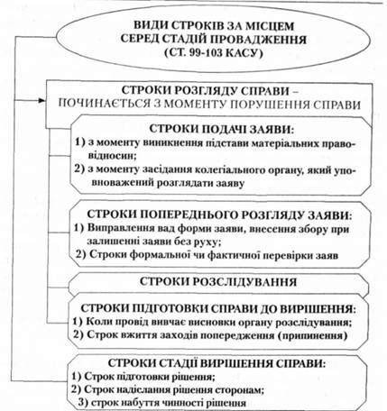 види строків за місцем серед стадій провадження