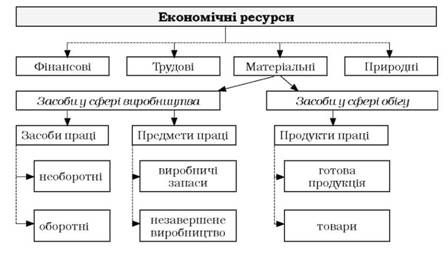 місце виробничих запасів у складі економічних ресурсів