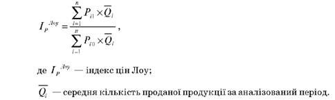 індекс цін лоу визначається за наступною формулою: