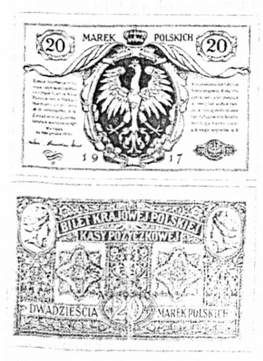 польська крайова позичкова каса. 20 марок. 1917 р.