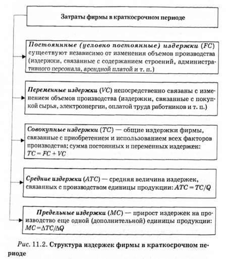 структура издержек фирмы в краткосрочном периоде 