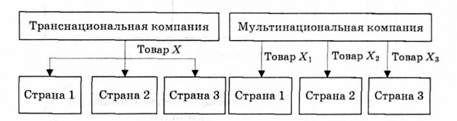 выход на международный рынок транснациональной и мультинациональной компаний