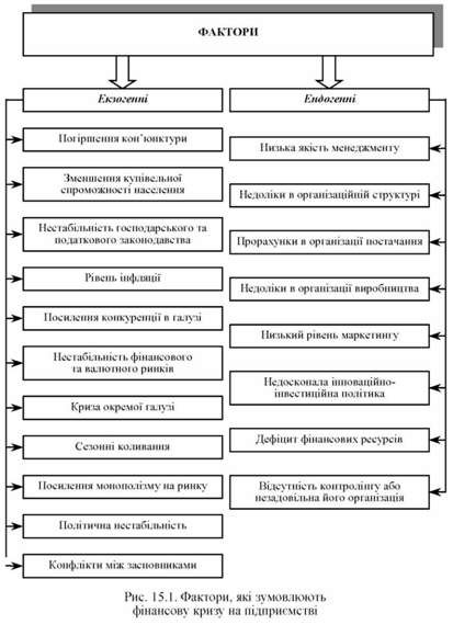 фактори, які зумовлюють фінансову кризу на підприємства 