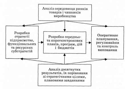 взаємодія основних блоків процедури планування діяльності підприємства