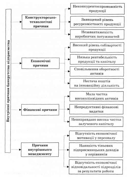 внутрішні причини банкрутства підприємства