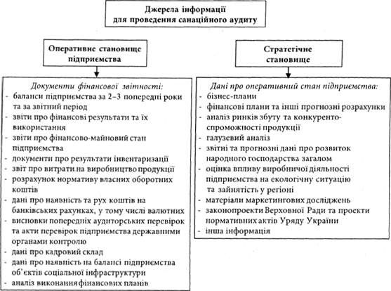джерела інформації, які використовують у процесі санаційного аудиту